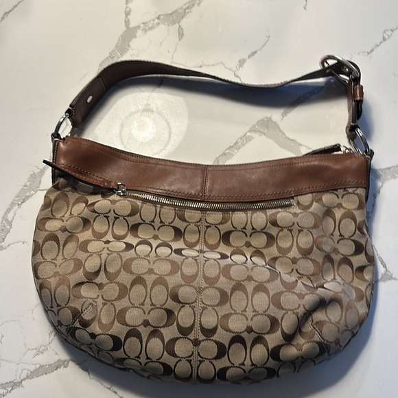 Genuine COACH Brown Leather Satchel Hobo Bag - Picture 2 of 5